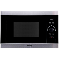 KMI825XN Встраиваемая микроволновая печь Korting/ 38.8х59.4х37.4 см, 25 л, 900 Вт, гриль: 1000 Вт, электронное управление, LED дисплей, 8 автопрограмм, нержавеющая сталь+черное стекло