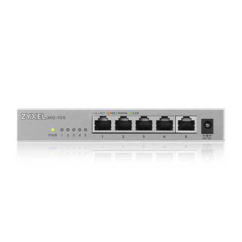 Коммутатор/ Zyxel MG-105 multi-gigabit switch, 5x1 / 2.5GE, desktop, silent Коммутатор/ Zyxel MG-105 multi-gigabit switch, 5x1 / 2.5GE, desktop, silent