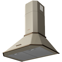 KHC6839RB Вытяжка Korting/ Кухонная вытяжка, Настенная вытяжка, Ширина 60 см, Мощность: 850 м3/ч, 3 режима, Механическое кнопочное управление, Алюминиевые жировые фильтры, 2 LED лампы освещения, цвет - слоновая кость, профиль рамок и кнопки - бронза