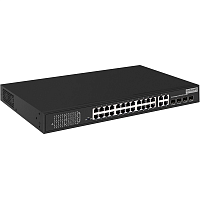 SW-62444(400W) Коммутатор/ OSNOVO PoE коммутатор 24 x 10/100 Base-T PoE, 4 x GE Combo Uplink RJ45/SFP, PoE на порт - до 30W, суммарно PoE до 385W