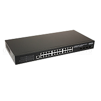 SW-24G4X-2L Коммутатор/ SW-24G4X-2L Управляемый L3 коммутатор Gigabit Ethernet на 24xRJ45 + 4x10G SFP+ Uplink. Порты: 24 x GE (10/100/1000Base-T) + 4 x 10G SFP+ Uplink. Консольный порт, Уровень управления L3 (Full managed), Поддержка Jumbo Frame 10K, IGMP