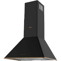 KHC6648RN Вытяжка Korting/ Кухонная вытяжка, Настенная вытяжка, Ширина 60 см, Мощность: 650 м3/ч, 3 режима, Механическое управление, Алюминиевые жировые фильтры, LED освещение, цвет - черный, профиль рамки и кнопки - бронза