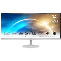9S6-3PB2CT-025 Монитор/ MSI PRO MP341CQW 34'' Curved, 3440x1440, VA, 178x178, 300nit, 100Hz, 4ms, 2HDMI/DP, noUSB-A, Audio out, 2x2W, T, IntPWR, 100x100VESA, White, 1y