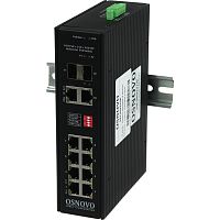 SW-80822/IR Коммутатор/ OSNOVO Промышленный гигабитный PoE коммутатор на 10 портов. Порты: 8*10/100/1000Base-T с PoE (до 30W), 2*GE Combo, суммарно PoE до 240W, БП опционально