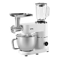 KKM0102MB135 Кухонная машина KORTING/ Кухонная машина KORTING, объем чаши 6 л, 7 насадок, механическое управление, цифровой дисплей с индикацие скорости работы и времени, планетарное вращение насадок, 12 скоростей, таймер, мощность 1500 Вт, цвет белый