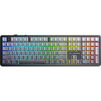 6978080502377 Игровая клавиатура/ Беспроводная механическая клавиатура AULA F108 Серый градиент, символы на бок. грани, зеленые Reaper свитчи, РУС (Bluetooth, 2.4 Гц)