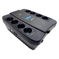 SPD-550ULCDUSB ИБП SPD-550U LCD, линейно-интерактивный, цифровой дисплей, 550 ВA, 330 Вт, 4 евророзетки с резервным питанием, 4 евророзетки с фильтрацией, USB, защита RJ45/RJ11, батарея свинцово-кислотная 12В 7.2Ач, ШхГхВ 285х232х103мм, 6.8 кг/ UPS SPD-55