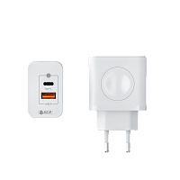 GCR-56576 GCR PRO Сетевое зарядное устройство 3в1, GaN Tech USB QC 3.0 + Type-C PD 20W + магнитная зарядка для Apple Watch, белый
