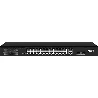 NS-SW-24F2G-P PoE коммутатор Fast Ethernet/ PoE коммутатор Fast Ethernet на 24 x RJ45 портов + 2 x GE Combo uplink порта. Порты: 24 x FE (10/100 Base-T) с поддержкой PoE (IEEE 802.3af/at), 2 x GE Combo Uplink (RJ45 + SFP). Соответствует стандартам PoE IEE