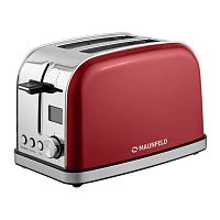 MF-821CH Тостер MAUNFELD/ Тостер,механическое управление,2 отсека, 950 Вт, дисплей, регулировка степени поджаривания, индикация степени поджаривания, функция подогрева, подсветка элементов управления, поддон для сбора крошек, цвет красный