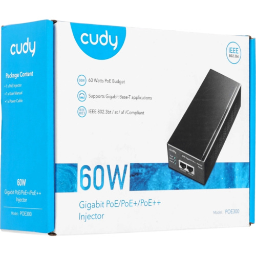 POE300 Инжектор/ 60W Gigabit PoE+/PoE Injector фото 5