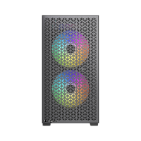 M335-TGBK-ARGB Корпус без блока питания/ Case HSPD M335, Mesh Mini-tower, Black, TG, 0.45 SPCC, 2x140mm ARGB + 1x120mm ARGB mATX, mITX 160/340/184mm 2x2.5", 2x3.5", 4xPCI 1xUSB-A 3.0, 2xUSB-A 2.0 385x200x390mm