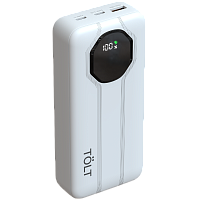 KP226White Портативный аккумулятор TOLT Lit KP226 White, 20000mAh, 22,5W, fast charging and PD, white, CCC/ Powerbank TOLT Lit KP226 White, 20000mAh, 22,5W, fast charging and PD, white, CCC