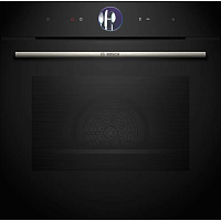 HSG7361B1 Home Connect!! Serie 8, духовой шкаф-пароварка,черный, 21 режим + комбинированные режимы, функция приготовление на пару 100%, 4-слойное остекление, 3 цветных текстовых TFT-дисплея 2,5" с сенсорным управлением, ControlRing, функции HomeConnect, т