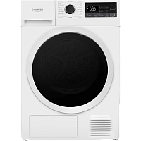 MFDM168WH03 Сушильная машина/ Сушильная машина с тепловым насосом, отдельностоящая, фронтальная, 16 режимов, максимальная загрузка 8 кг, электронное управление, дисплей, подсветка барабана, звуковой сигнал, энергоэффективность A+, цвет белый