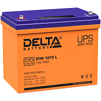 DTM1275L Батарея DELTA серия DTM L, DTM 1275 L, напряжение 12В, емкость 75Ач (разряд 10 часов), макс. ток разряда (5 сек.) 700А, макс. ток заряда 22.5А, свинцово-кислотная типа AGM, клеммы под болт М6, ДxШxВ 258х166х206мм., вес 23кг., срок службы 10-12 ле