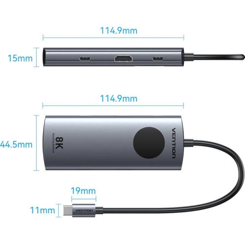 TQZHB Мультифункциональный хаб Vention USB-C 6 в 1 HDMI 8K фото 3 TQZHB Мультифункциональный хаб Vention USB-C 6 в 1 HDMI 8K фото 3