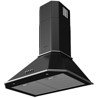 KHC6839NX Вытяжка Korting/ Кухонная вытяжка, Настенная вытяжка, Ширина 60 см, Мощность: 850 м3/ч, 3 режима, Механическое кнопочное управление, Алюминиевые жировые фильтры, 2 LED лампы освещения, цвет - матовый черный, профиль рамок и кнопки - хром