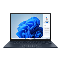 90NB14W1-M01PP0 Ноутбук/ ASUS UX3405CA-PP1158 14"(2880x1800 OLED 16:10)/Intel Core Ultra 7 255H(2Ghz)/16384Mb/1024SSDGb/noDVD/Int:Intel Arc graphics/Cam/BT/WiFi/75WHr/war 1y/1.2kg/Ponder Blue/DOS + алюм корп; +чехол; NumberPad