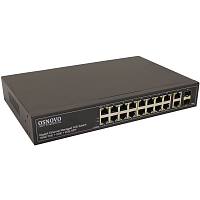 SW-8182/L(300W) Коммутатор/ OSNOVO Управляемый L2 PoE коммутатор Gigabit Ethernet на 16 RJ45 PoE + 2 x RJ45 + 2 GE SFP портов, до 30W на порт, суммарно до 300W