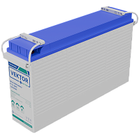 FT12-200S Батарея Vektor Battery серия FT (S), FT 12-200S, напряжение 12В, емкость 200 Ач (разряд 10 часов), макс. ток разряда (5 сек.) 2000А, макс. ток заряда 60 А, свинцово-кислотная типа AGM, клеммы M8, ДxШxВ 561x125x317мм., вес 58,6 кг., срок службы 1