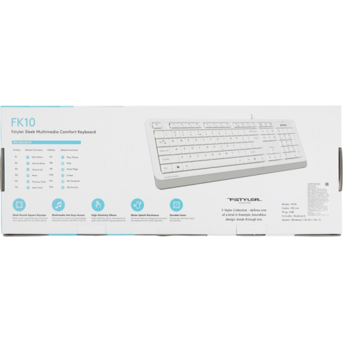 FK10WHITE Клавиатура A4Tech Fstyler FK10 белый/серый USB (FK10 WHITE) фото 4 FK10WHITE Клавиатура A4Tech Fstyler FK10 белый/серый USB (FK10 WHITE) фото 4