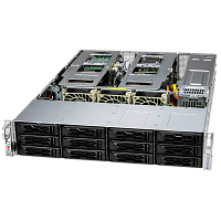 SYS-621C-TN12R(bundle6) Серверная платформа/ SYS-621C-TN12R (bundle6): 2U / 2x LGA-4677 / 16x DDR5 RDIMM / 12x 3.5/2.5 NVMe*/SATA/SAS* / 1x SSD NVME 480GB, M.2 / 1x 4-Port 1GbE RJ45 / 2x 1200W Power (12 NVME config, Heatsink Upgrade)