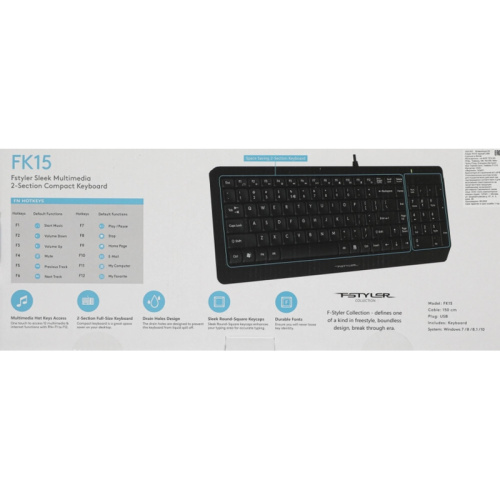 FK15BLACK Клавиатура A4Tech Fstyler FK15 черный USB (FK15 BLACK) фото 2