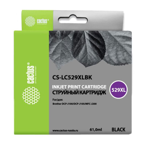 -/ Картридж струйный Cactus CS-LC529XLBK черный (61мл) для Brother DCP-J100/J105/J200
