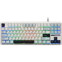 6978080503800 Игровая клавиатура/ Беспроводная механическая клавиатура AULA F87 Сине-бело-тёмно-пурпурный 3in1 зеленые Reaper свитчи РУС (Bluetooth, 2.4 Гц)