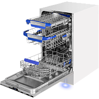 MLP45230LightBeamInverterWi-Fi Встраиваемая посудомоечная машина/ Посудомоечная машина, Встраиваемая, 45 см, 3 корзины, 10 комплектов, 7 программ, внутренняя LED-подсветка, луч, автоматическое открытие дверцы, дисплей, аквастоп, таймер, инверторный двигат