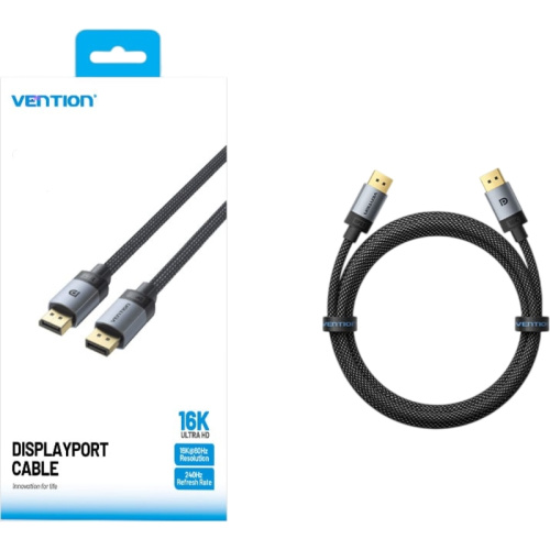 HGBHJ Кабель Vention DisplayPort v2.1 20M/20M - 5м Тканевая оплетка фото 3 HGBHJ Кабель Vention DisplayPort v2.1 20M/20M - 5м Тканевая оплетка фото 3