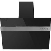BRIDGELine60BlackstripeInox Кухонная вытяжка MAUNFELD/ Кухонная вытяжка MAUNFELD Bridge Line 60, наклонная, механическое управление, 850 м3/ч, энергоэффективность В, уровень шума 51.5 дБ, черный/вставка сатин
