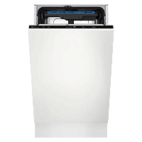 EEA23210L Встраиваемая посудомоечная машина ELECTROLUX/ Встраиваемая узкая посудомоечная машина, без фасада, загрузка на 10 комплектов посуды, сенсорное управление, 6 программ, 44.6x55x82 см, черный цвет, сушка: с открыванием дверцы, индикация на полу: лу