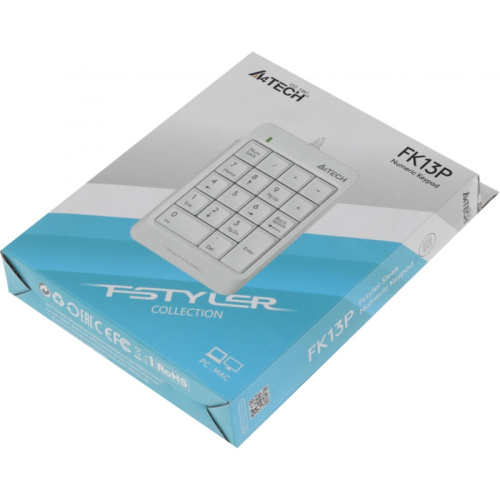 FK13PWHITE Числовой блок A4Tech Fstyler FK13P белый USB slim для ноутбука (FK13P WHITE) фото 7 FK13PWHITE Числовой блок A4Tech Fstyler FK13P белый USB slim для ноутбука (FK13P WHITE) фото 7