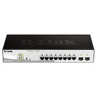 DGS-1210-08P/G3A Коммутатор/ Настраиваемый L2 PoE-коммутатор, 8x1000Base-T PoE, 2х1000Base-X SFP, PoE-бюджет 65 Вт, упрощенный интерфейс CLI