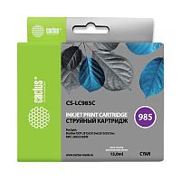 -/ Картридж струйный Cactus CS-LC985C голубой (15мл) для Brother DCPJ315W/DCPJ515W/MFCJ265W