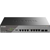 DSS-200G-10MP/A1A Сетевой коммутатор/ Smart L2 Surveillance Switch 8х1000Base-T PoE, 2x1000Base-X SFP, PoE Budget 130W, Long-range PoE up to 250m