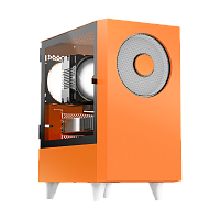 EM1WooferOrange Корпус без блока питания/ Case WIZMAX EM1, Mini-Tower, TG, 1x160mm + 1x120mm LED, 1xUSB-A 3.0 + 2xUSB-A 2.0, mATX, mITX, Woofer Orange
