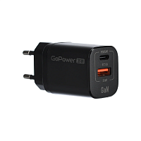 00-00028403 Сетевое З/У/ Сетевое З/У GoPower GPQC09 1USB+1Type-C 35W QC3.0 GAN черный