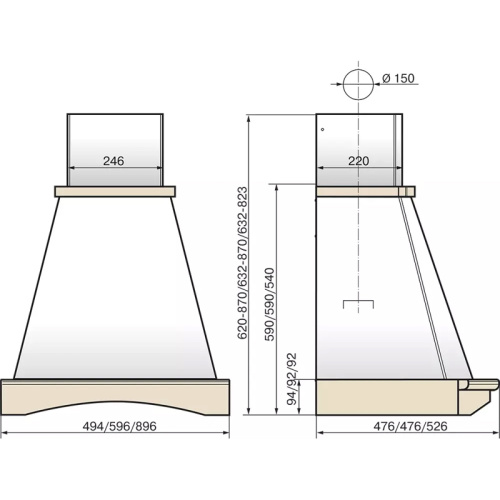856294 GOOD, Кухонная вытяжка ELIKOR КВ Ротонда 60П-650-П3Л бежевый/дуб Нэнси фото 5