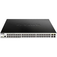 DGS-1210-52MP/ME/B2A Коммутатор/ DGS-1210-52MP/ME/B Managed L2 Metro Ethernet Switch 48x1000Base-T PoE, 4x1000Base-X SFP, PoE Budget 370W, Surge 6KV, CLI, RJ45 Console, Dying Gasp