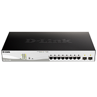 DGS-1210-10MP/FL2A Коммутатор/ Управляемый L2 PoE-коммутатор, 8x1000Base-T PoE, 2x1000Base-X SFP, PoE-бюджет 130 Вт, защита от статического электричества до 6 кВ, CLI