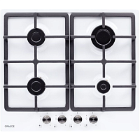 Встраиваемая варочная панель Graude/ Газ, 60 см, 4 конфорки, механическое управление, белый цвет