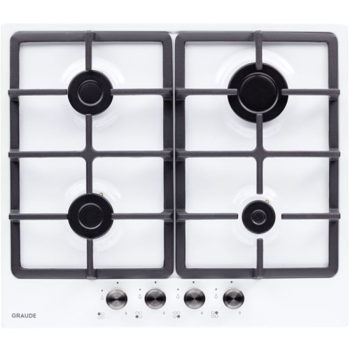 Встраиваемая варочная панель Graude/ Газ, 60 см, 4 конфорки, механическое управление, белый цвет