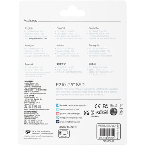 P210S256G25 Твердотельный накопитель Patriot SATA-III 256GB P210S256G25 P210 2.5" [P210S256G25] фото 8