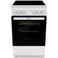 Плита Gorenje/ Плита Gorenje, полезный объем 63 л, эргономичные переключатели, эмаль SilverMatte, очистка паром, индикатор остаточного тепла для каждой конфорки, дверца CompactDoor 2 стекла + 1 термослой, стеклокерамическая варочная панель, цвет белый