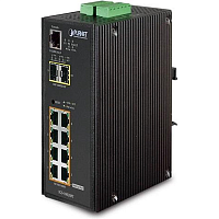 IGS-10020PT коммутатор/ PLANET IP30 L2+ SNMP Manageable 8-Port Gigabit POE(Af) Switch + 2-Port Gigabit SFP Industrial Switch (-40 to 75 C), ERPS Ring Supported, 1588