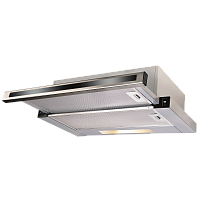 KHP5637GNX Встраиваемая вытяжка Korting/ Встраиваемая с выдвижным экраном, ширина 50 см, 2 режима, у, клавишное управление, 600 м3/ч., алюминиевые жировые фильтры, LED освещение, панель - нерж сталь+черное стекло