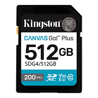 SDG4/512GB Карта памяти/ Kingston 512GB SDXC Canvas Go Plus Gen4 200MB/s C10 UHS-I U3 V30